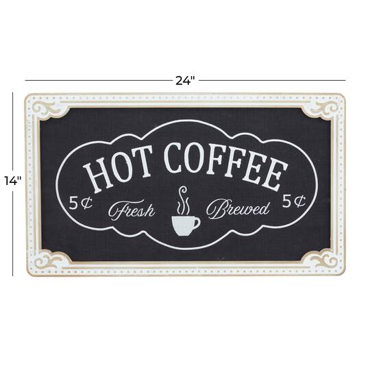 24" Black Hot Coffee Wall Sign